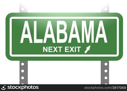 Alabama green sign board isolated image with hi-res rendered artwork that could be used for any graphic design.