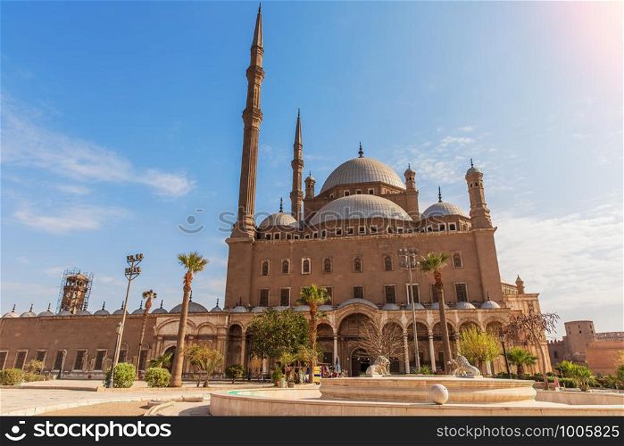 Alabaster Mosque in Cairo, beautiful day view.. Alabaster Mosque in Cairo, beautiful day view