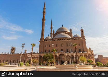 Alabaster Mosque in Cairo, beautiful day view.. Alabaster Mosque in Cairo, beautiful day view