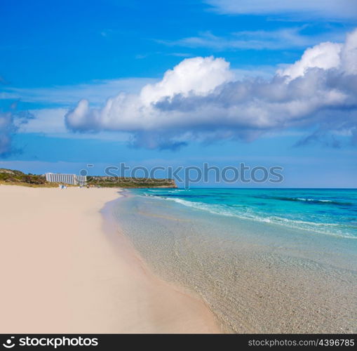 Alaior Cala Son Bou in Menorca turquoise beach at Balearic islands