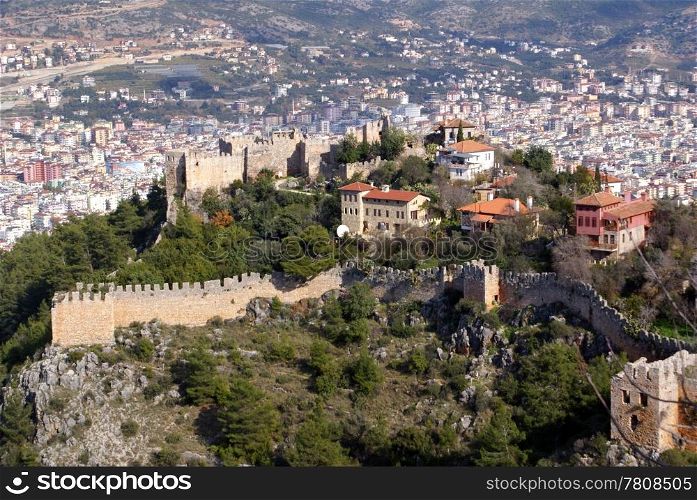 Alanya castle on the op of hill, Turkey