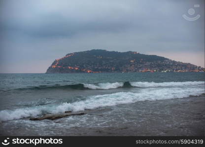 Alanya city, view from the beach, one of the famous destinations in Turkey