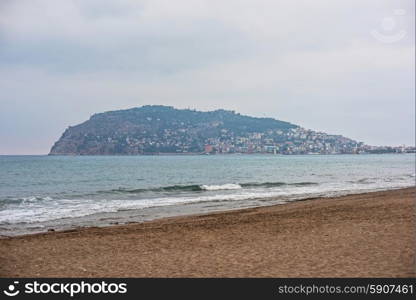 Alanya city, view from the beach, one of the famous destinations in Turkey