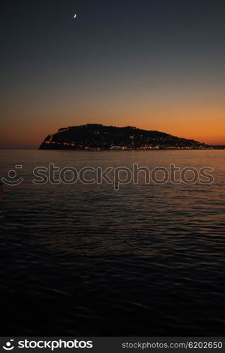 Alanya city, view from the beach, one of the famous destinations in Turkey