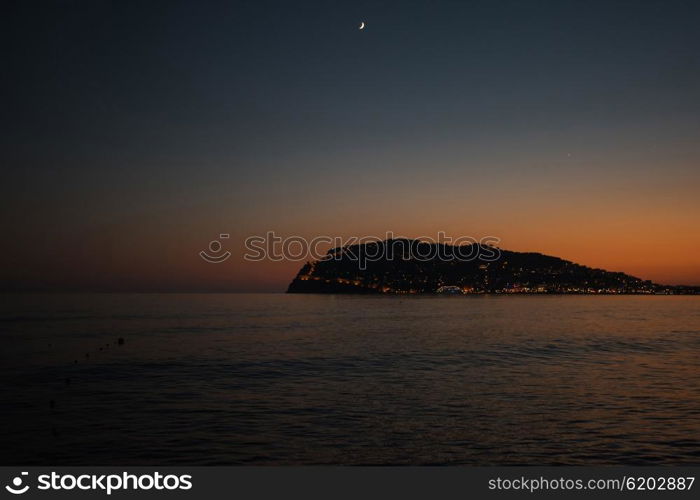 Alanya city, view from the beach, one of the famous destinations in Turkey