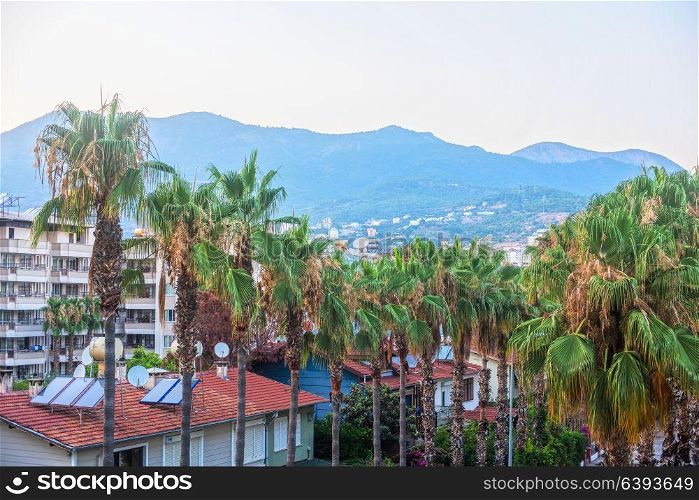 Alanya city, view to the city and mountains , Turkey. Alanya in the morning, Turkey