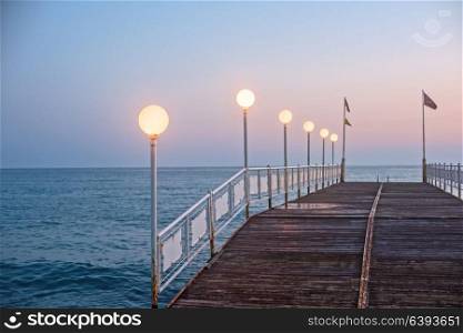 Alanya dock in the evening. Alanya city, view from the beach, one of the famous destinations in Turkey