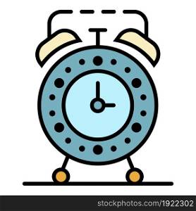 Alarm clock icon. Outline alarm clock vector icon color flat isolated on white. Alarm clock icon color outline vector