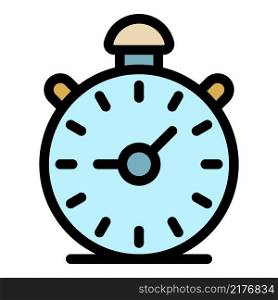 Alarm clock icon. Outline alarm clockvector icon color flat isolated. Alarm clock icon color outline vector