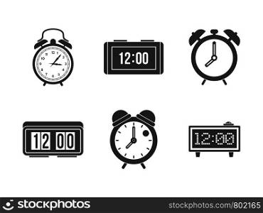 Alarm clock icon set. Simple set of alarm clock vector icons for web design isolated on white background. Alarm clock icon set, simple style