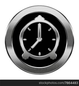 Alarm clock icon silver, isolated on white background