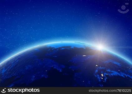 Alaska and East Russia city lights. Elements of this image furnished by NASA. 3d rendering. Alaska and East Russia city lights