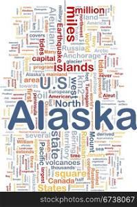 Alaska state background concept. Background concept wordcloud illustration of Alaska American state
