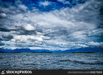 alaska waterscape and mountains near favorite channel and juneau alaska