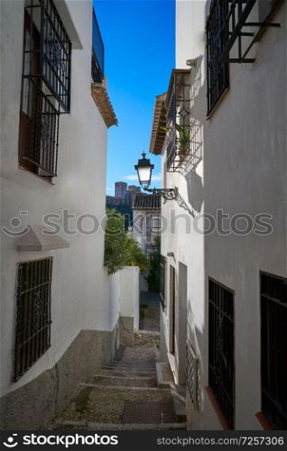 Albaicin of Granada narrow street of Andalusia muslim Spain