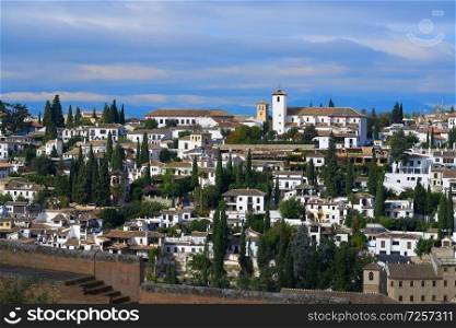 Albaicin view from Alhambra in Granada of Spain Albayzin district