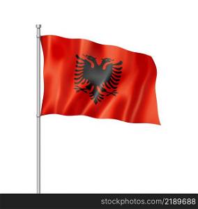 Albania flag, three dimensional render, isolated on white. Albanian flag isolated on white