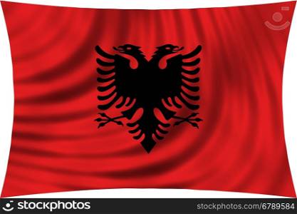 Albanian national official flag. Patriotic symbol, banner, element, background. Correct colors. Flag of Albania waving, isolated on white, 3d illustration