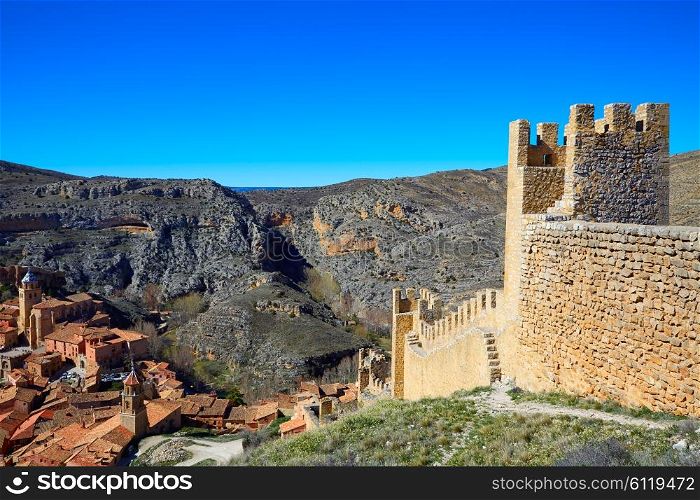 Albarracin medieval town fortress rampart village at Teruel Spain