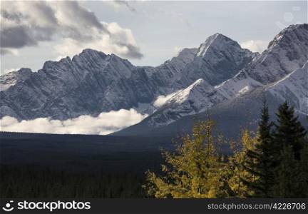 Alberta Canada fall time Rocky Mountains with snow