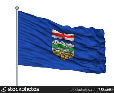 Alberta City Flag On Flagpole, Country Canada, Isolated On White Background. Alberta City Flag On Flagpole, Canada, Isolated On White Background