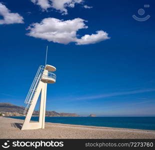 Albir beach in Alfas del Pi of Alicante Spain at Cota Blanca baywatch tower