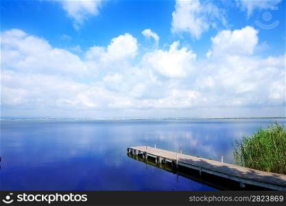 Albufera lake in Valencia El Saler under blue sky