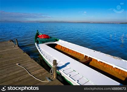 Albufera of Valencia boats in the lake in Spain