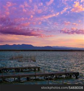Albufera sunset lake park in Valencia el saler colorful sky of Spain