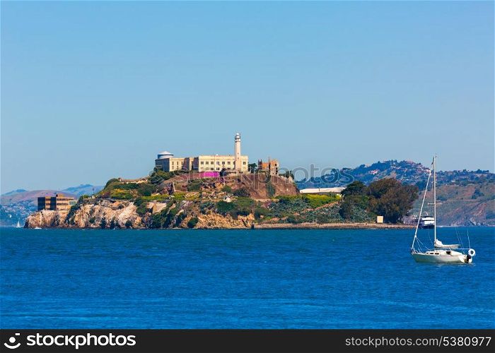 Alcatraz island penitentiary in San Francisco Bay California USA view from Pier 39