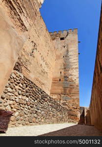 Alcazaba (Military quarter) of the Alhambra in Granada, Spain.