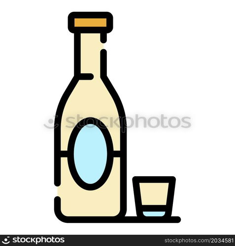 Alcohol addiction icon. Outline alcohol addiction vector icon color flat isolated. Alcohol addiction icon color outline vector