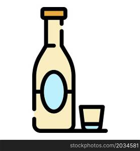 Alcohol addiction icon. Outline alcohol addiction vector icon color flat isolated. Alcohol addiction icon color outline vector