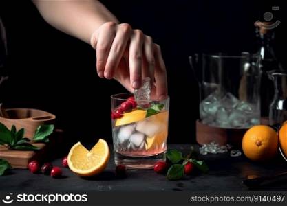 Alcohol Cocktail Preparing. Illustration Generative AI 