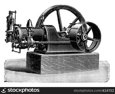 Alcohol engine Charron, vintage engraved illustration. Industrial encyclopedia E.-O. Lami - 1875.