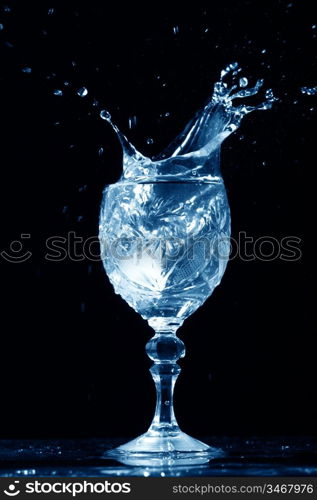 alcohol splash on black background