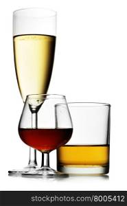Alcoholic beverages isolated over white background