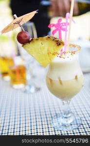 alcoholic cocktail pina colada in glass