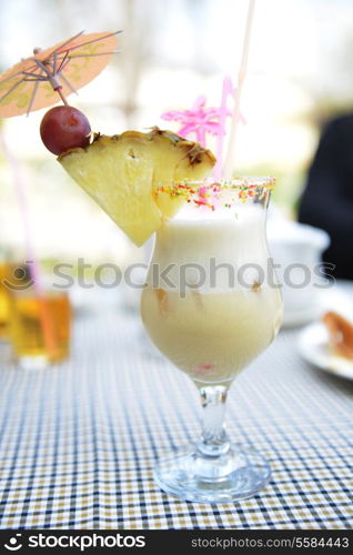 alcoholic cocktail pina colada in glass