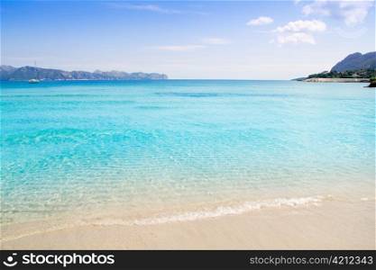 Alcudia beach in Cala San Pere from Balearic Mallorca island at Spain