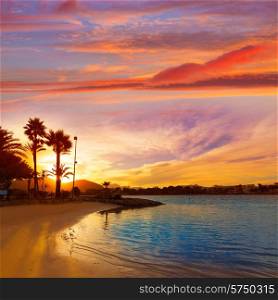 Alcudia Majorca at sunset on the beach Mallorca Balearic islands
