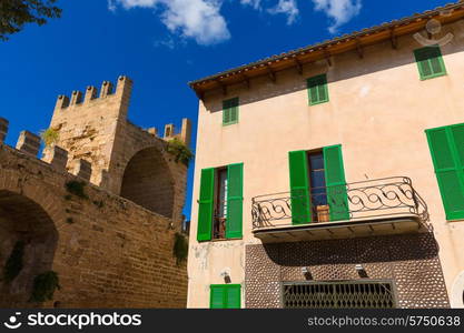 Alcudia Old Town fortres wall in Majorca Mallorca Balearic island of Spain