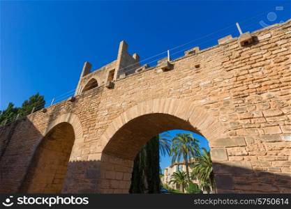 Alcudia Old Town fortress wall in Majorca Mallorca Balearic island of Spain