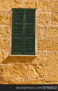 Alcudia Old Town mediterranean wood window shutters Mallorca Balearic island of Spain