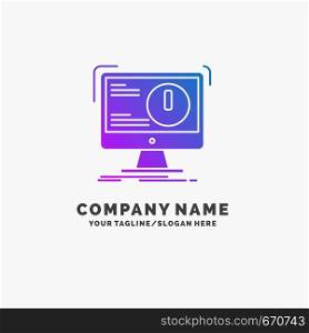 Alert, antivirus, attack, computer, virus Purple Business Logo Template. Place for Tagline.. Vector EPS10 Abstract Template background