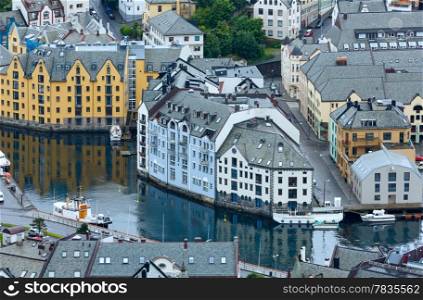Alesund town (Norway) summer view from above