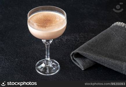 Alexander cocktail made of cognac, cream and creme de cacao