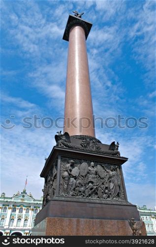 Alexander Column in the Palace Square.Saint-Petersburg, Russia.June 2, 2015