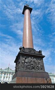 Alexander Column in the Palace Square.Saint-Petersburg, Russia.June 2, 2015