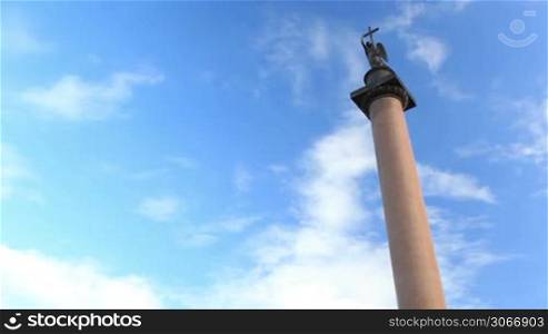 Alexander Column on Palace Square in St. Petersburg. The monument was erected after the Russian victory in the war with Napoleon&acute;s France.
